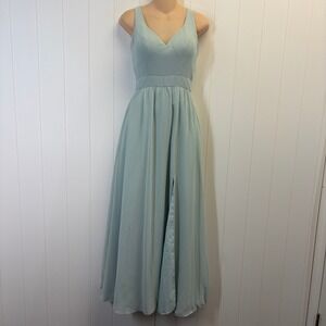 Kennedy Blue Formal Hoco Chiffon Maxi Dress Women Size Small Ethereal Regency